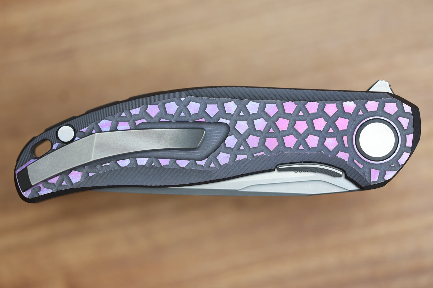 SHIROGOROV STELLAR BEAR PATTERN – PURPLE TITANIUM HANDLE – M390 BLADE – MRBS