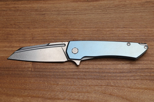 MACHINEWISE MOJAVE #683 - BLUE FADE FINE STEP TITANIUM HANDLE AND S90V BLADE