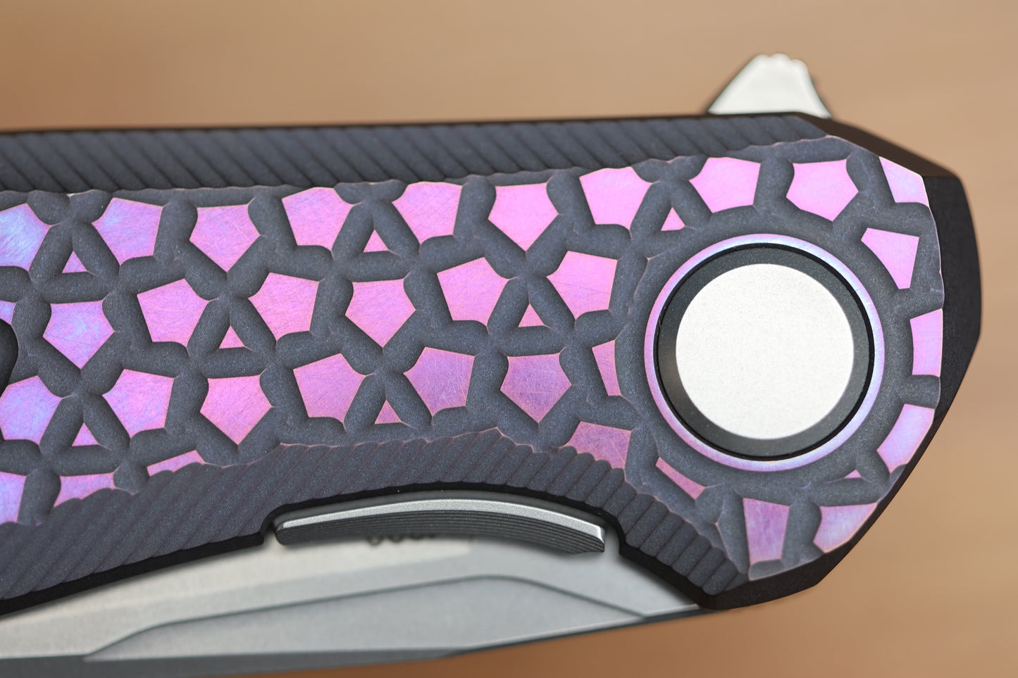 SHIROGOROV STELLAR BEAR PATTERN – PURPLE TITANIUM HANDLE – M390 BLADE – MRBS