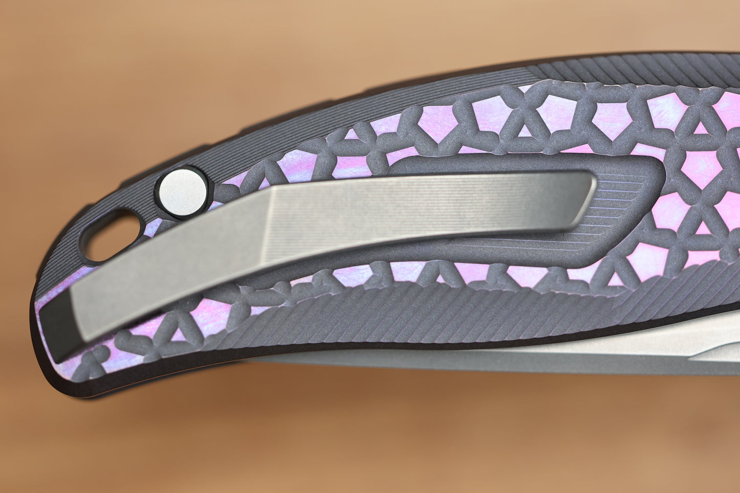 SHIROGOROV STELLAR BEAR PATTERN – PURPLE TITANIUM HANDLE – M390 BLADE – MRBS