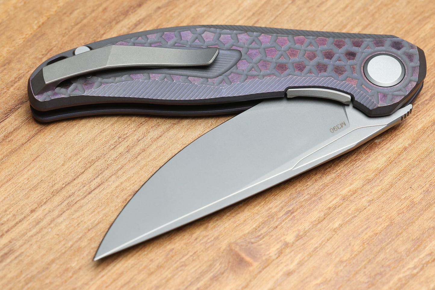 SHIROGOROV STELLAR BEAR PATTERN – PURPLE TITANIUM HANDLE – M390 BLADE – MRBS