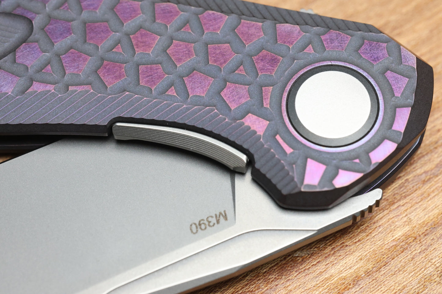 SHIROGOROV STELLAR BEAR PATTERN – PURPLE TITANIUM HANDLE – M390 BLADE – MRBS