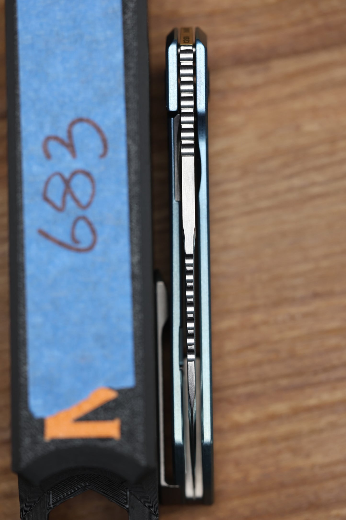 MACHINEWISE MOJAVE #683 - BLUE FADE FINE STEP TITANIUM HANDLE AND S90V BLADE