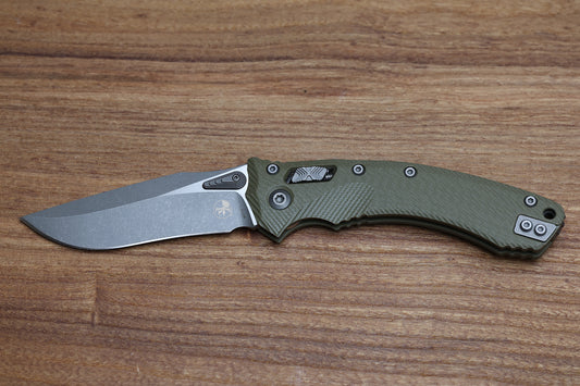 MICROTECH AMPHIBIAN RAM LOK OD GREEN FLUTED G-10 & APOCALYPTIC M390MK 137RL-10 APFLGTOD