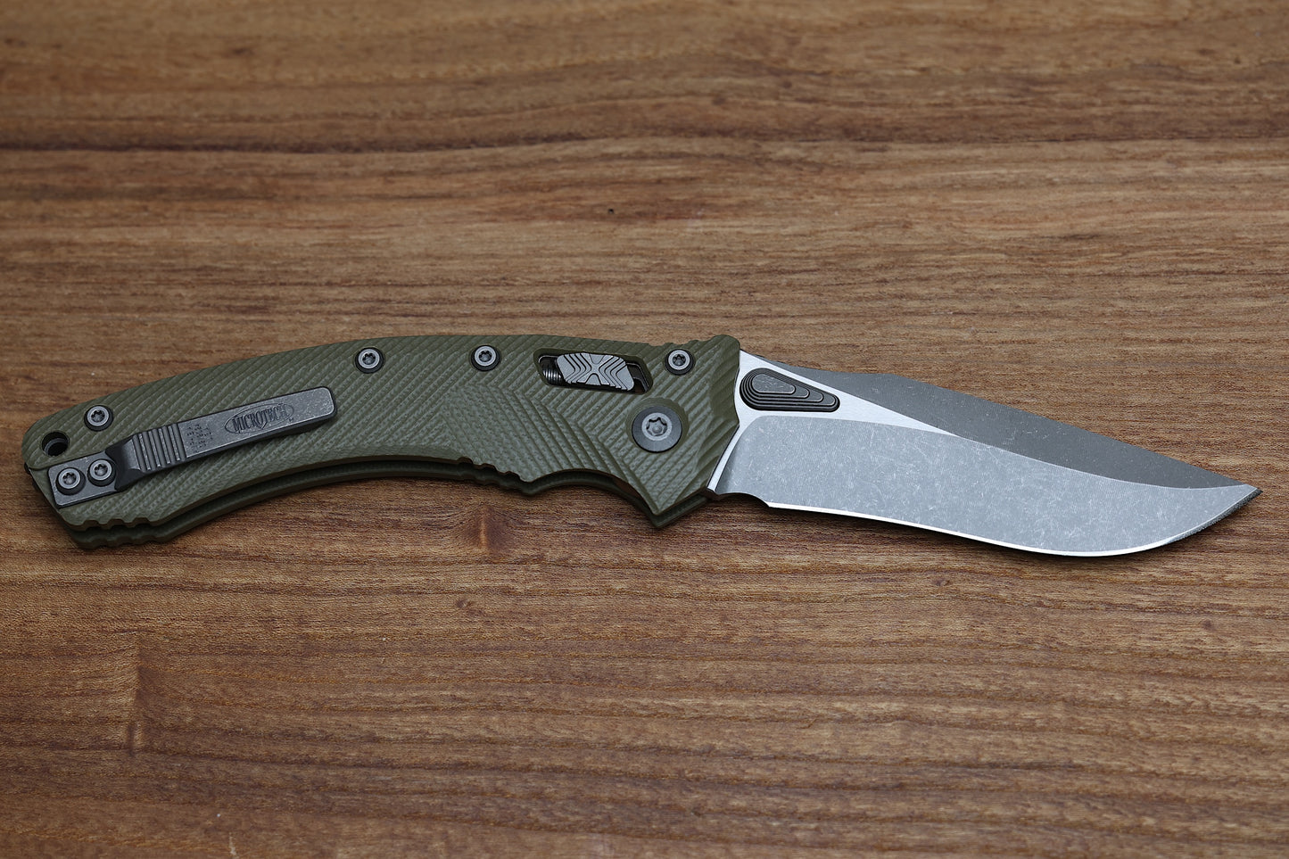 MICROTECH AMPHIBIAN RAM LOK OD GREEN FLUTED G-10 & APOCALYPTIC M390MK 137RL-10 APFLGTOD