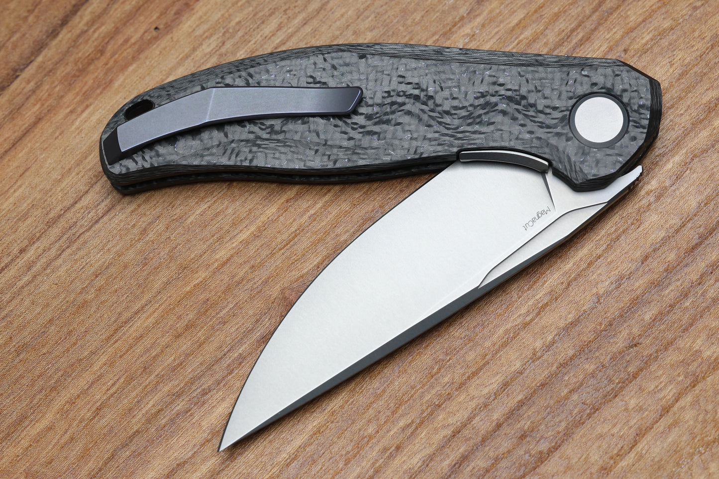 SHIROGOROV KNIVES STELLAR CF FIRST PRODUCTION – PURPLE CARBON FIBER HANDLE – MAGNACUT BLADE – MRBS