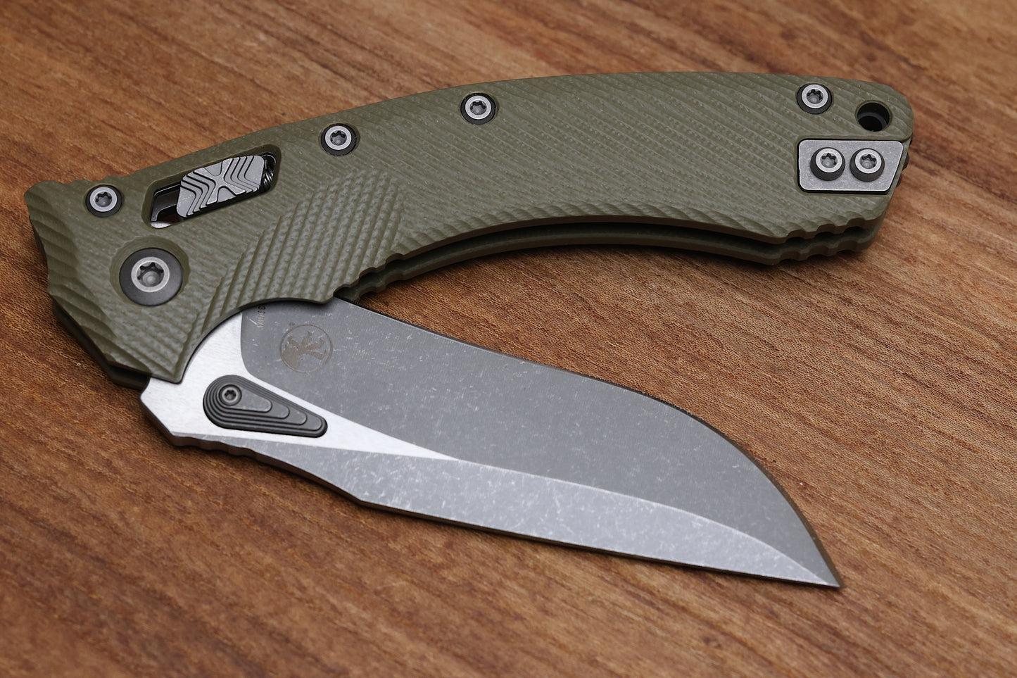 MICROTECH AMPHIBIAN RAM LOK OD GREEN FLUTED G-10 & APOCALYPTIC M390MK 137RL-10 APFLGTOD