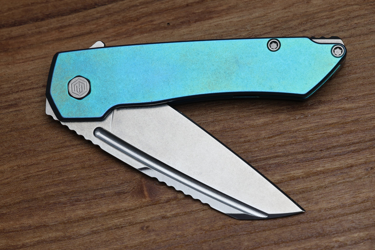 MACHINEWISE MOJAVE #692 - BLUE GREEN SMOOTH TITANIUM HANDLE AND S90V BLADE