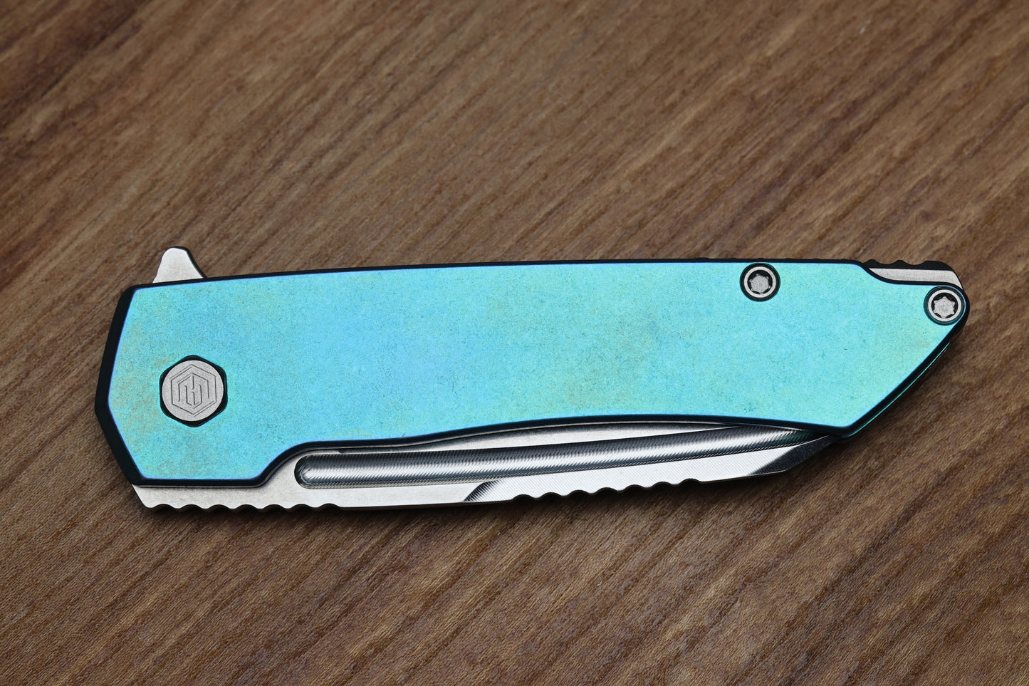 MACHINEWISE MOJAVE #692 - BLUE GREEN SMOOTH TITANIUM HANDLE AND S90V BLADE