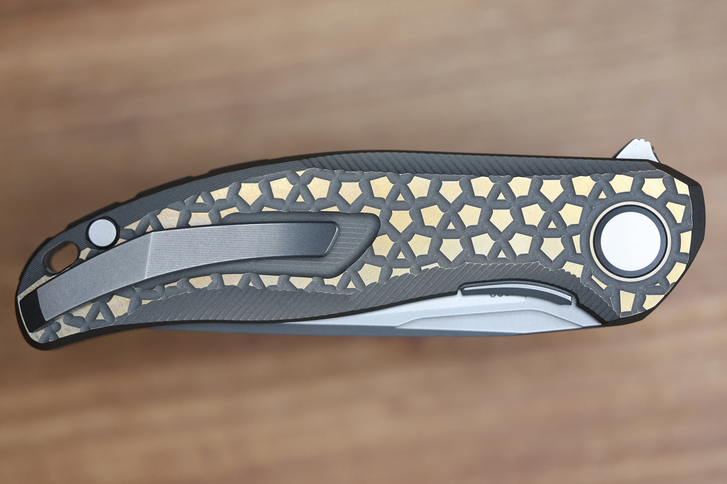 SHIROGOROV STELLAR BEAR PATTERN – BRONZE TITANIUM HANDLE – M390 BLADE – MRBS
