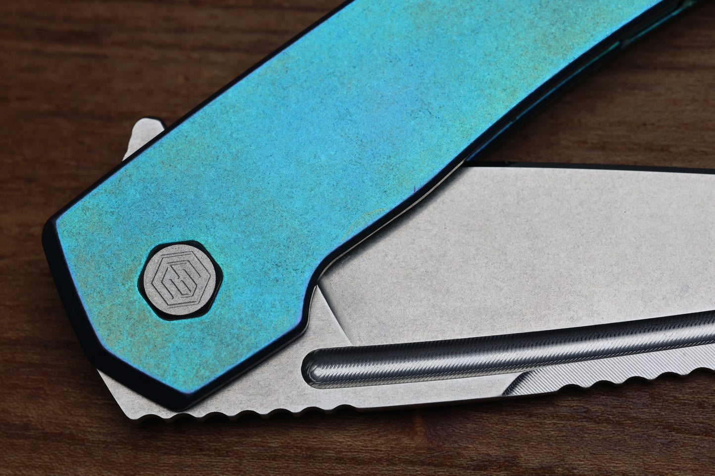MACHINEWISE MOJAVE #692 - BLUE GREEN SMOOTH TITANIUM HANDLE AND S90V BLADE