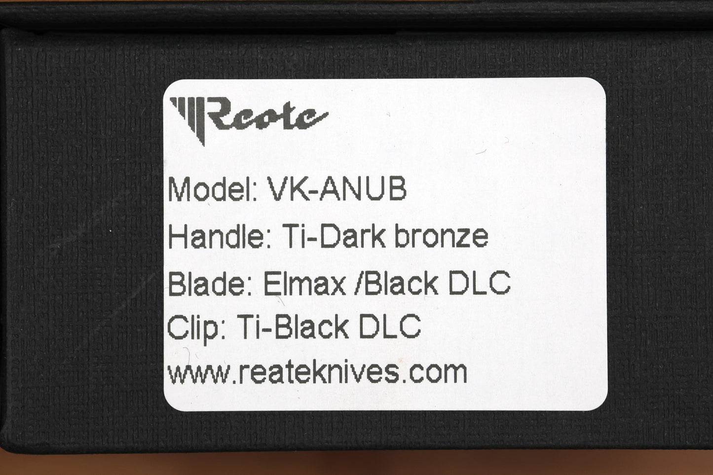 REATE KNIVES VULPEX VK ANUB TITANIUM DARK BRONZE - BLACK DLC ELMAX BLADE