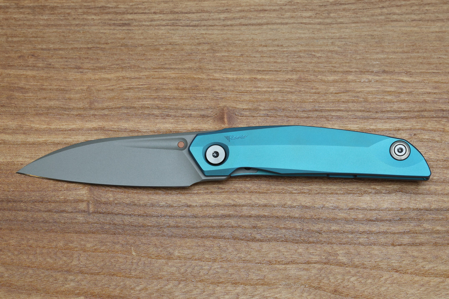 REATE KNIVES VULPEX VK ANUB TITANIUM BLUE CYAN -DARK BEAD BLAST ELMAX BLADE