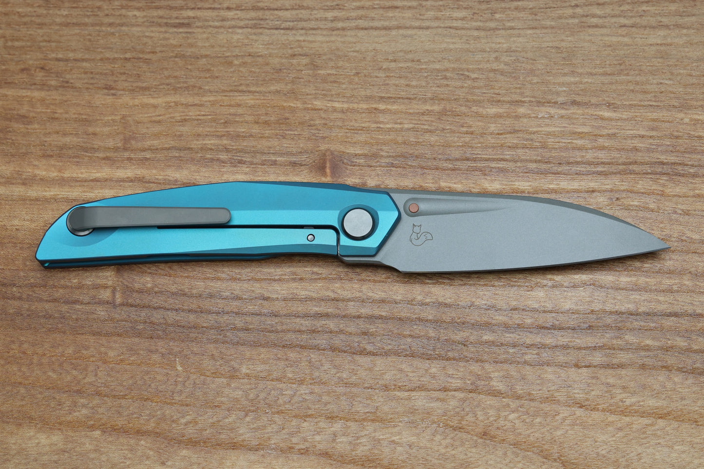 REATE KNIVES VULPEX VK ANUB TITANIUM BLUE CYAN -DARK BEAD BLAST ELMAX BLADE