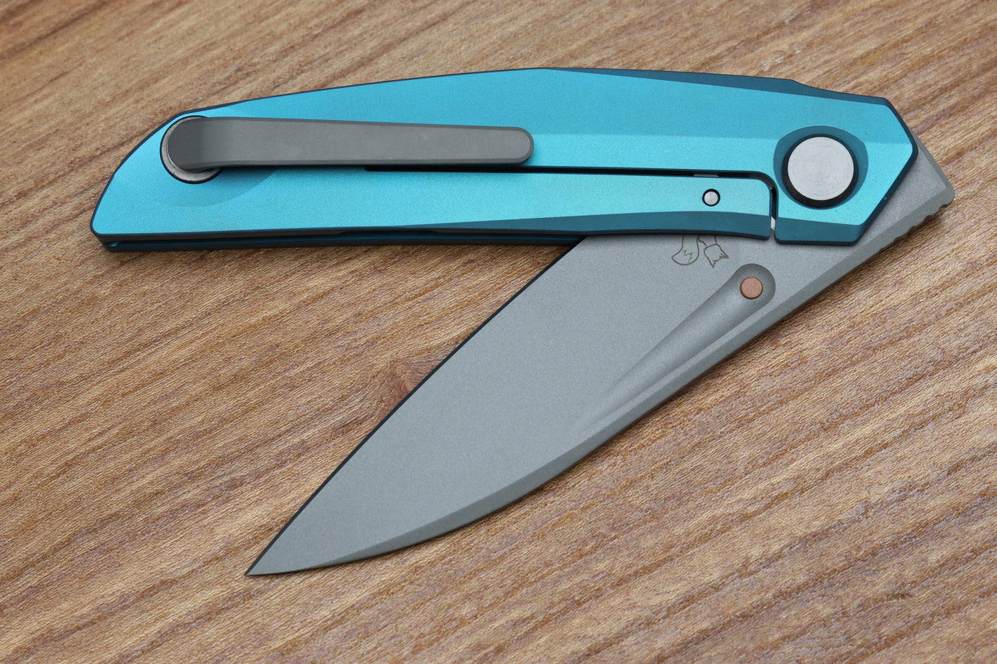 REATE KNIVES VULPEX VK ANUB TITANIUM BLUE CYAN -DARK BEAD BLAST ELMAX BLADE