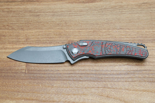 HAWK KNIVES TALON STONEWASHED M390 BLADE, LAVA FLOW FAT CARBON