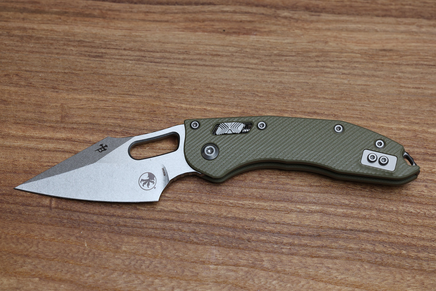 MICROTECH KNIVES MANUAL STITCH RAM LOK FLUTED OD GREEN G-10 & M390MK 169RL-10 FLGTOD