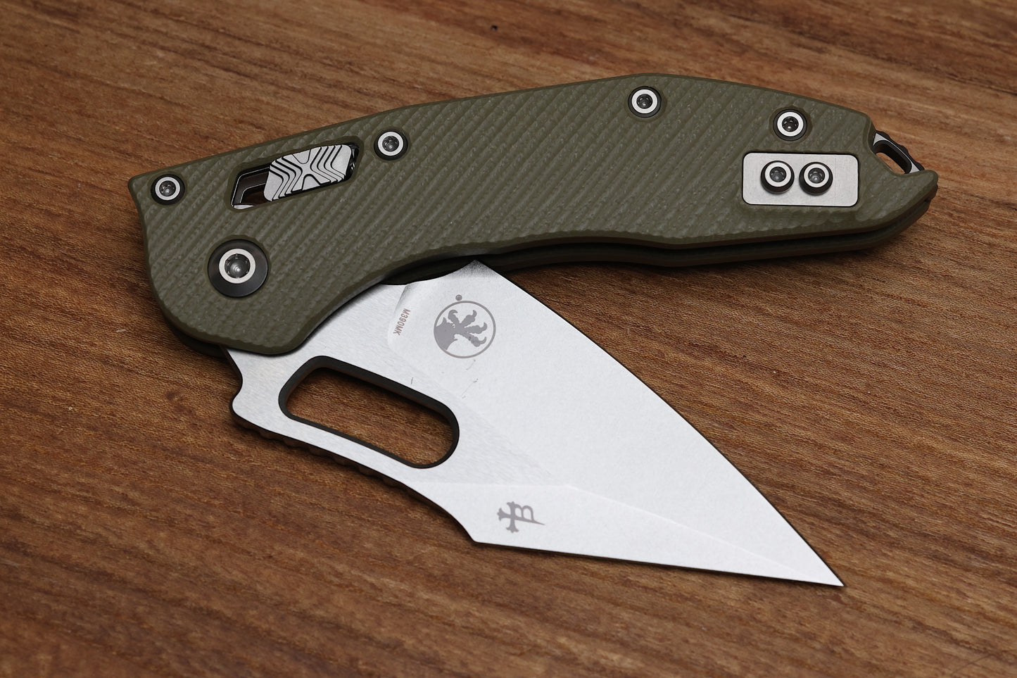 MICROTECH KNIVES MANUAL STITCH RAM LOK FLUTED OD GREEN G-10 & M390MK 169RL-10 FLGTOD