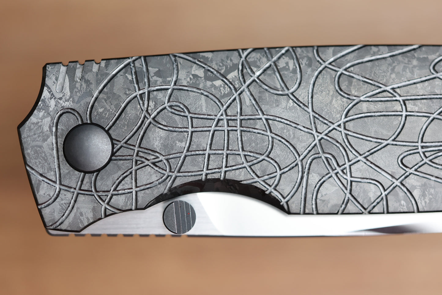CUSTOM KNIFE FACTORY LEX BLACK CRYSTAL TI M398 BLADE