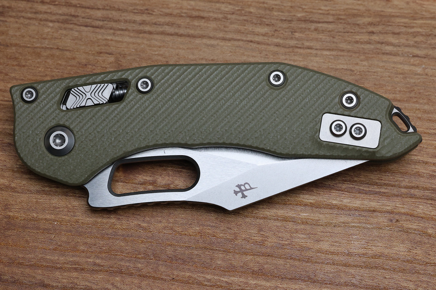 MICROTECH KNIVES MANUAL STITCH RAM LOK FLUTED OD GREEN G-10 & M390MK 169RL-10 FLGTOD