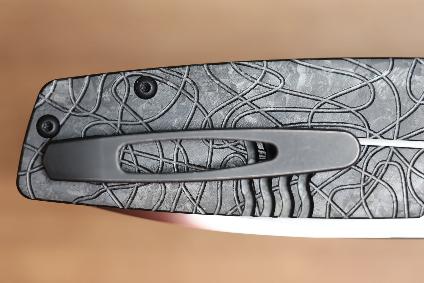 CUSTOM KNIFE FACTORY LEX BLACK CRYSTAL TI M398 BLADE