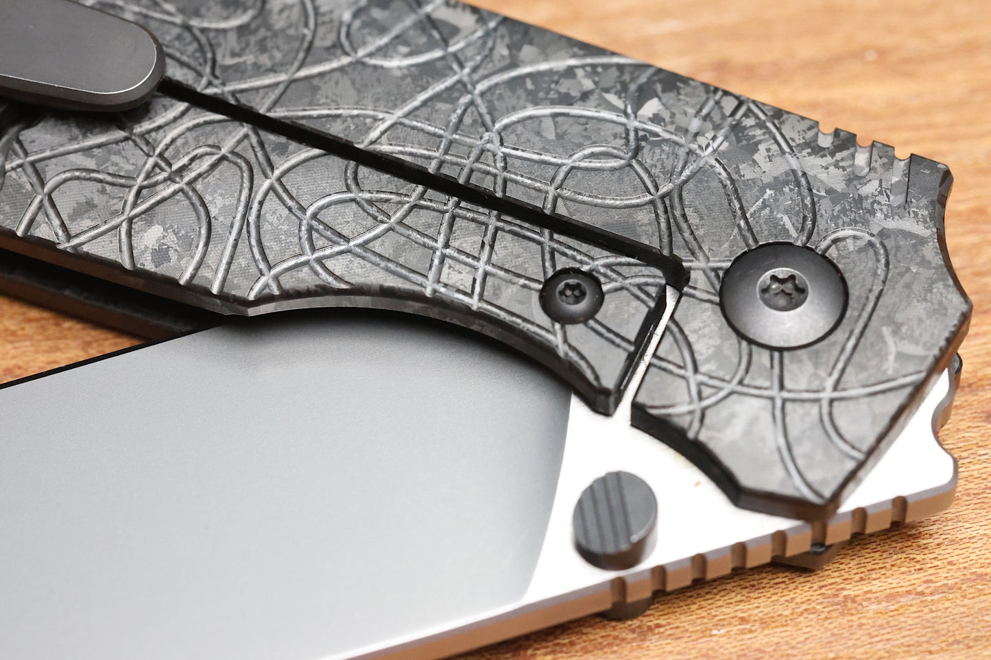 CUSTOM KNIFE FACTORY LEX BLACK CRYSTAL TI M398 BLADE