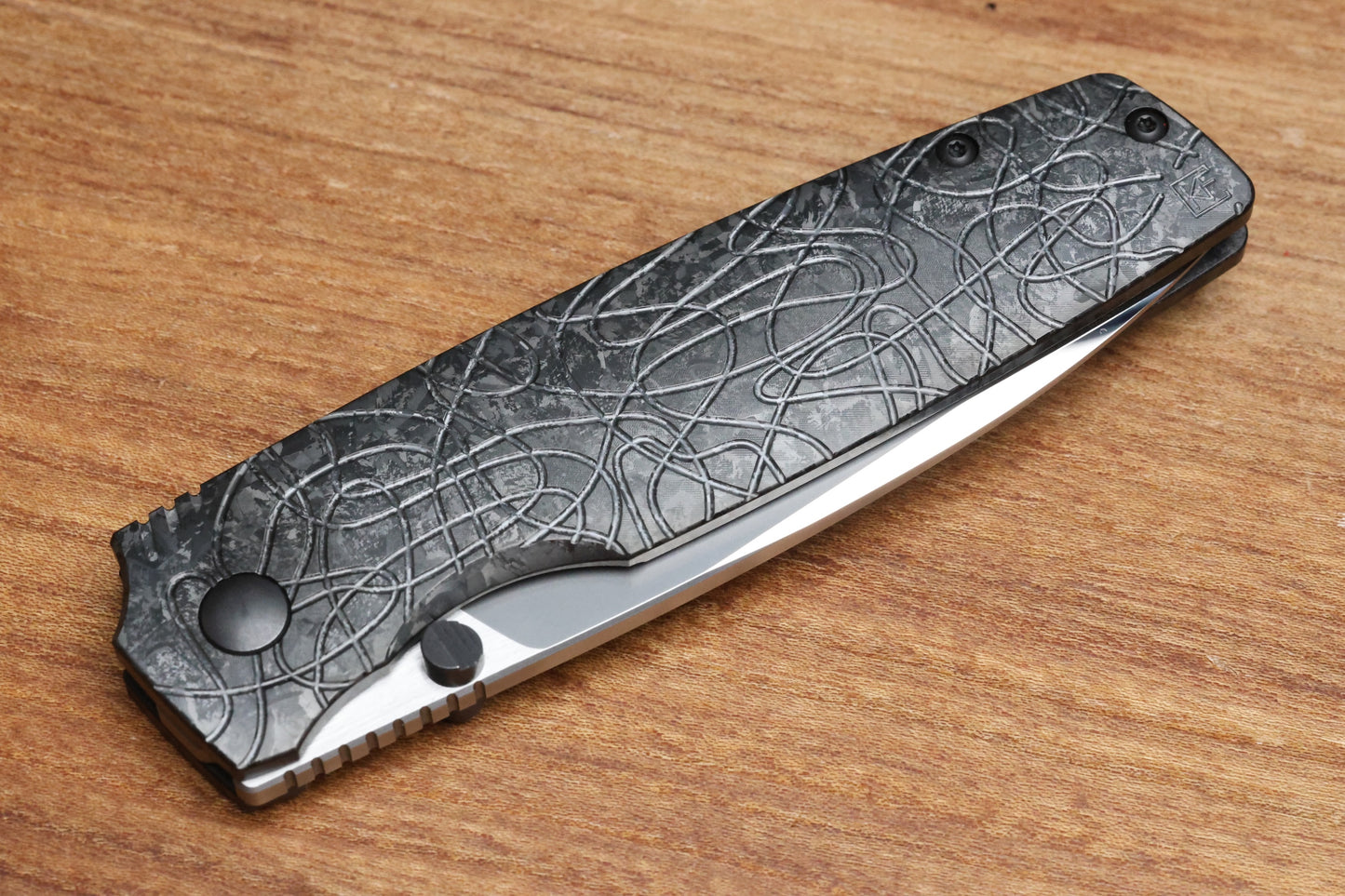 CUSTOM KNIFE FACTORY LEX BLACK CRYSTAL TI M398 BLADE