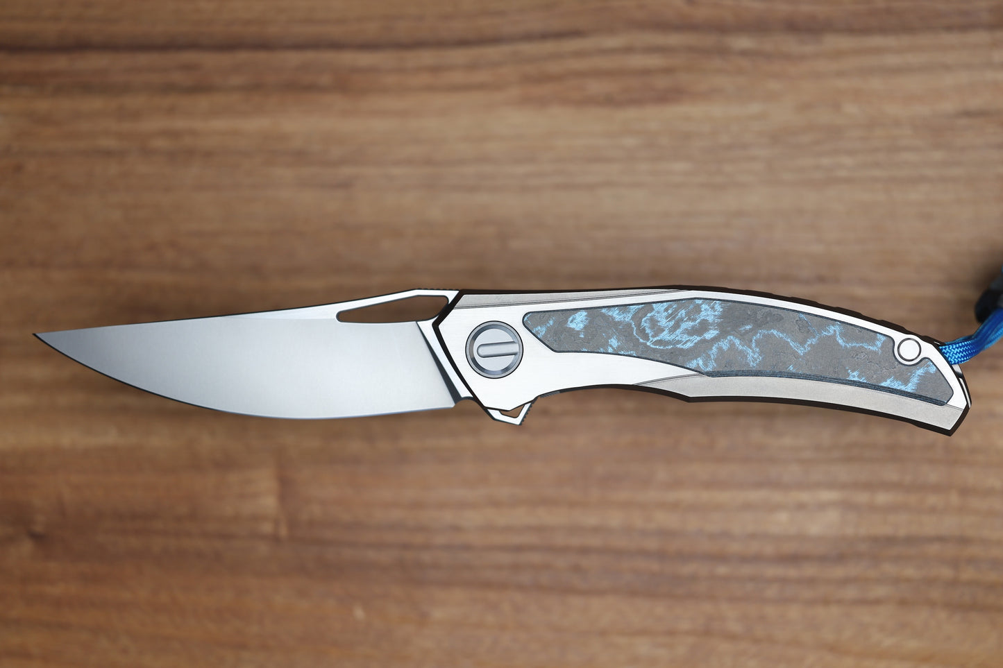 SHIROGOROV QUANTUM BLKM - TITANIUM/OCEAN BLUE CARBOTI HANDLE - S90V BLADE - SRRBS