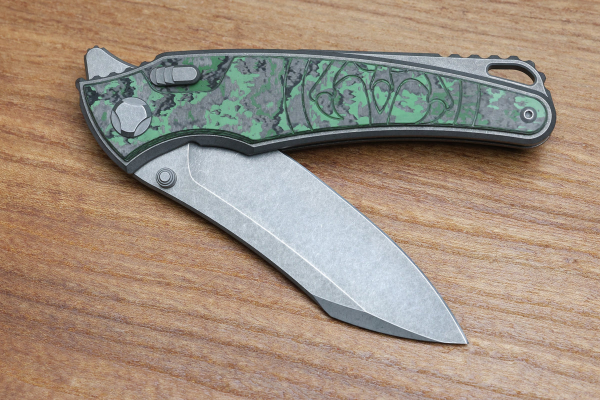 HAWK KNIVES TALON STONEWASHED M390 BLADE, JUNGLE WEAR FAT CARBON ...