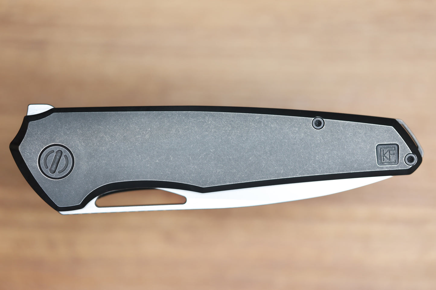 CUSTOM KNIFE FACTORY TASCA BLACKWASH TITANIUM HANDLES M398 BLADE