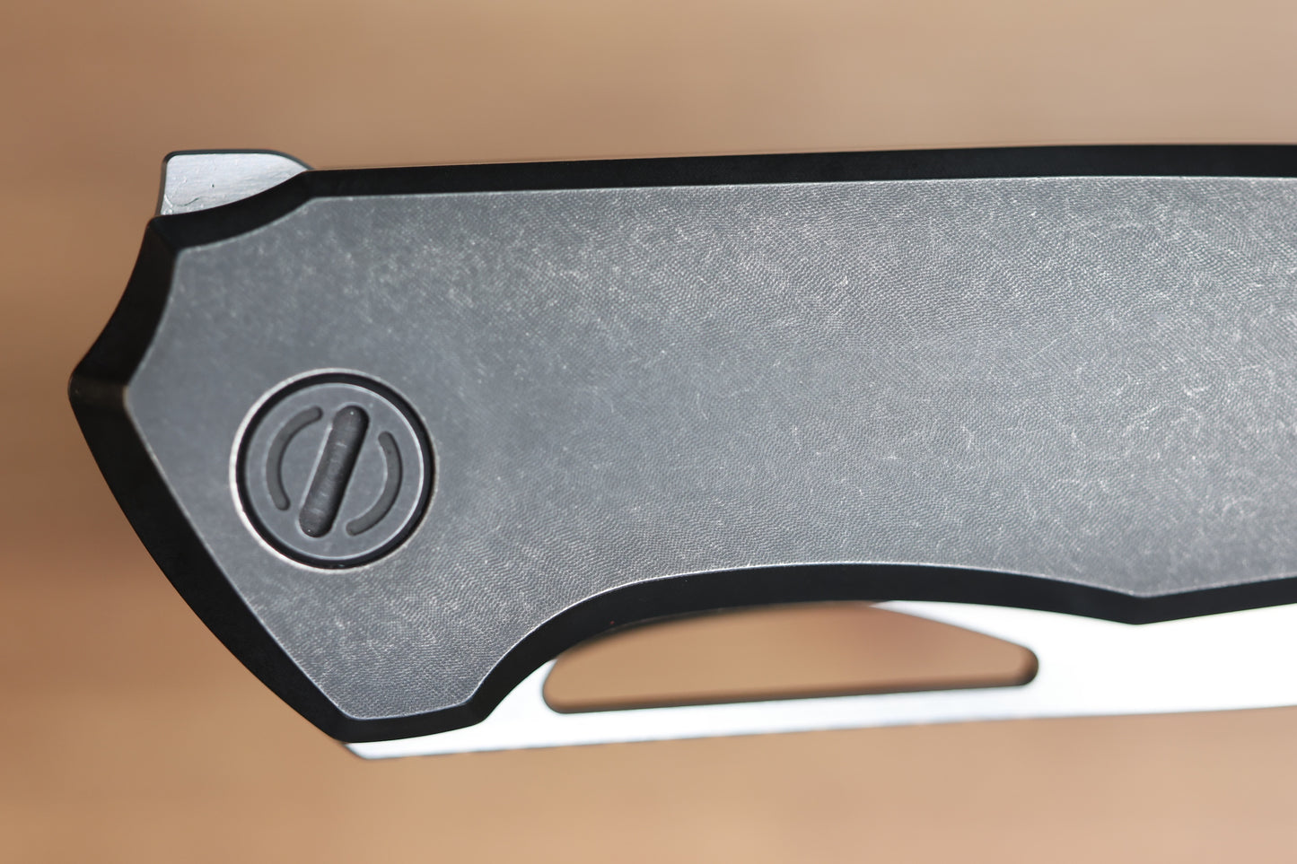 CUSTOM KNIFE FACTORY TASCA BLACKWASH TITANIUM HANDLES M398 BLADE