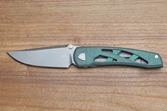 SHARKNIVCO WAKA GREEN CAMOQUARTZ FRAME LOCK W/RWL34 ZIRBLAST BLADE