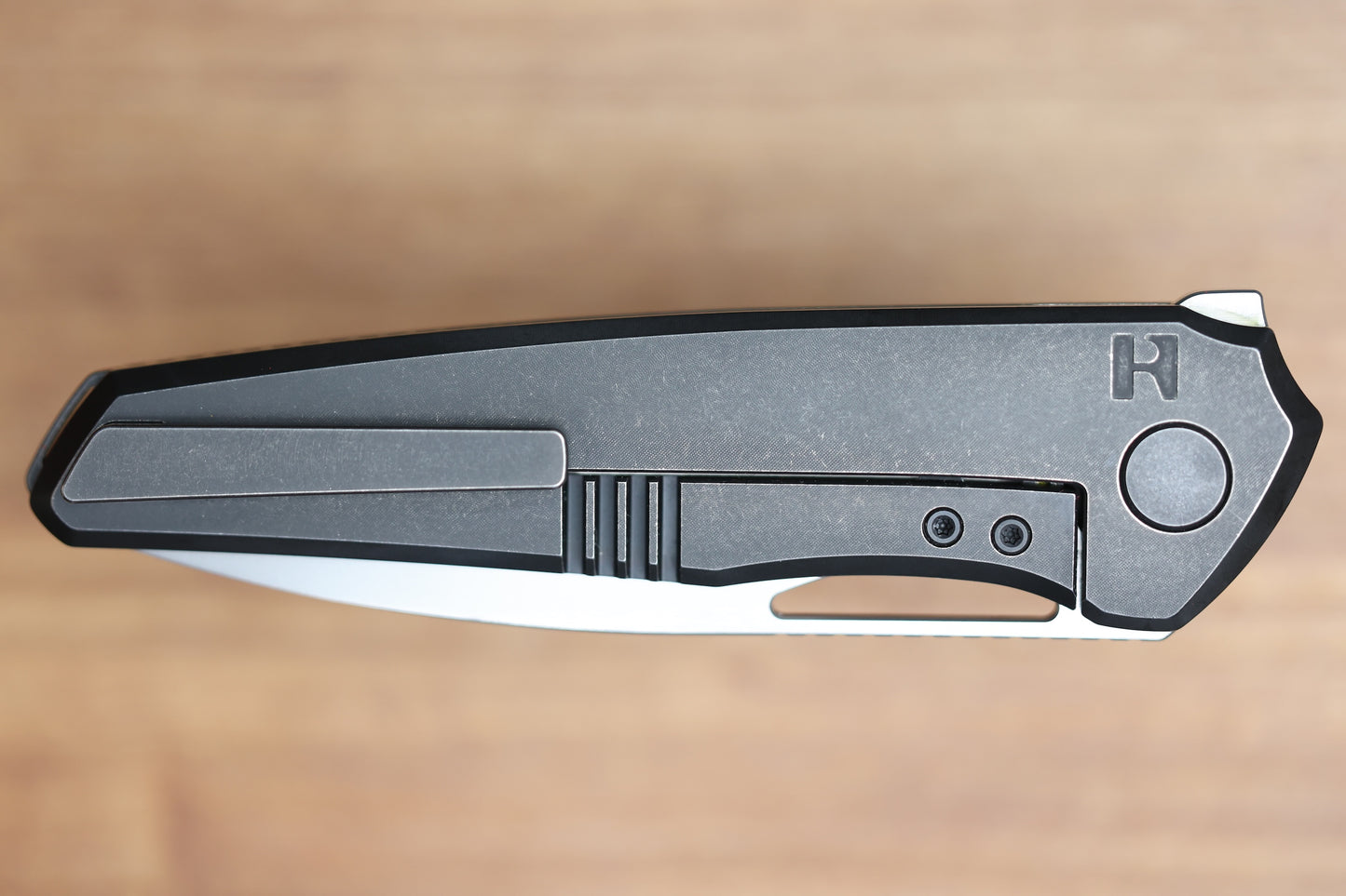CUSTOM KNIFE FACTORY TASCA BLACKWASH TITANIUM HANDLES M398 BLADE