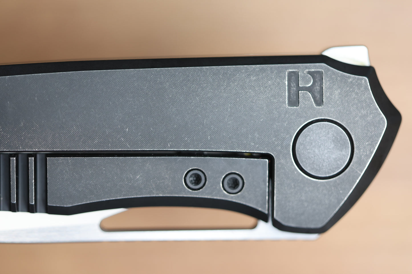CUSTOM KNIFE FACTORY TASCA BLACKWASH TITANIUM HANDLES M398 BLADE