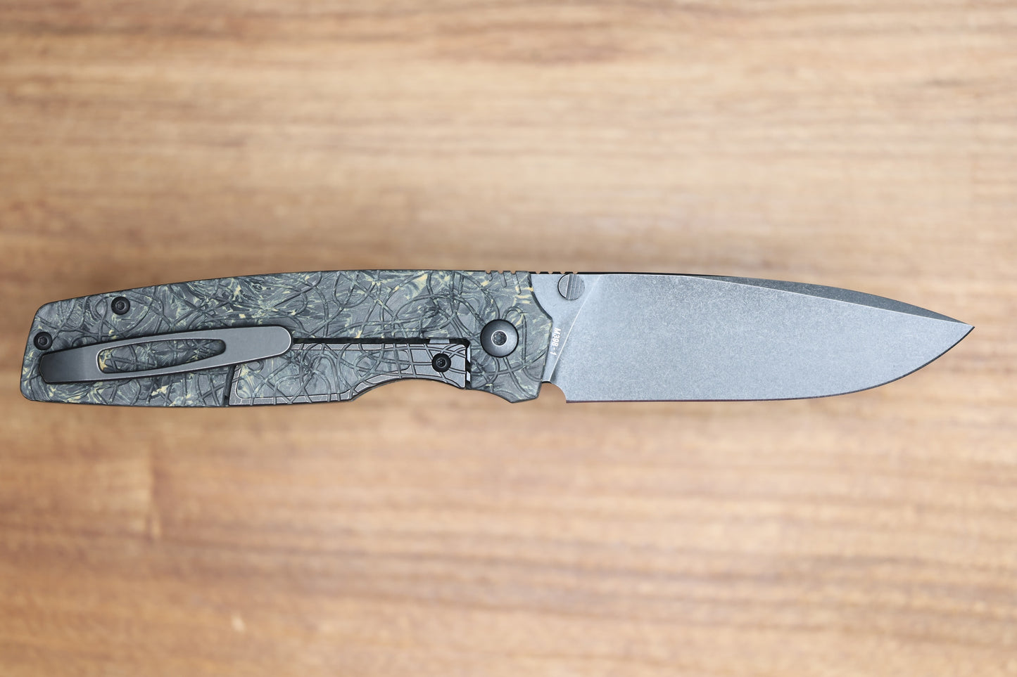 CUSTOM KNIFE FACTORY LEX CARBON FIBER BLACK YELLOW M398 BLADE (SERIAL #1)