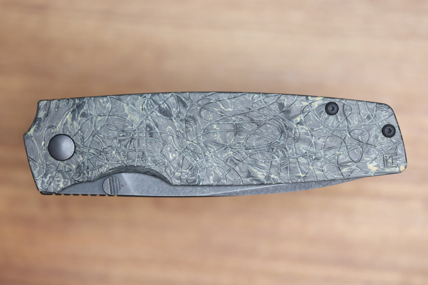 CUSTOM KNIFE FACTORY LEX CARBON FIBER BLACK YELLOW M398 BLADE (SERIAL #1)