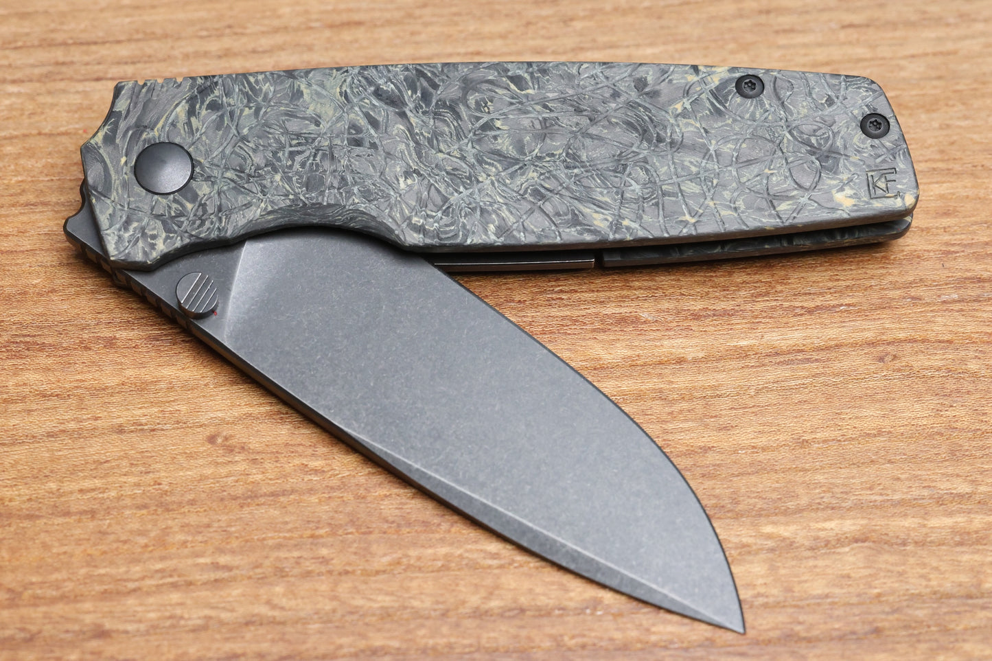 CUSTOM KNIFE FACTORY LEX CARBON FIBER BLACK YELLOW M398 BLADE (SERIAL #1)