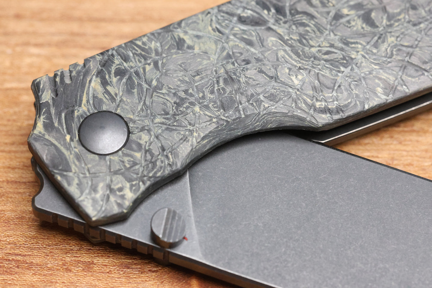 CUSTOM KNIFE FACTORY LEX CARBON FIBER BLACK YELLOW M398 BLADE (SERIAL #1)