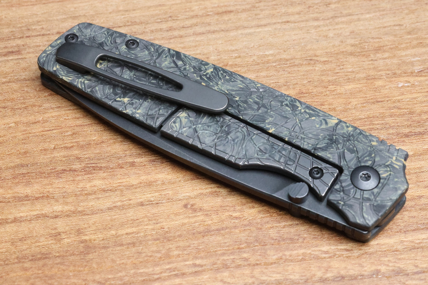 CUSTOM KNIFE FACTORY LEX CARBON FIBER BLACK YELLOW M398 BLADE (SERIAL #1)