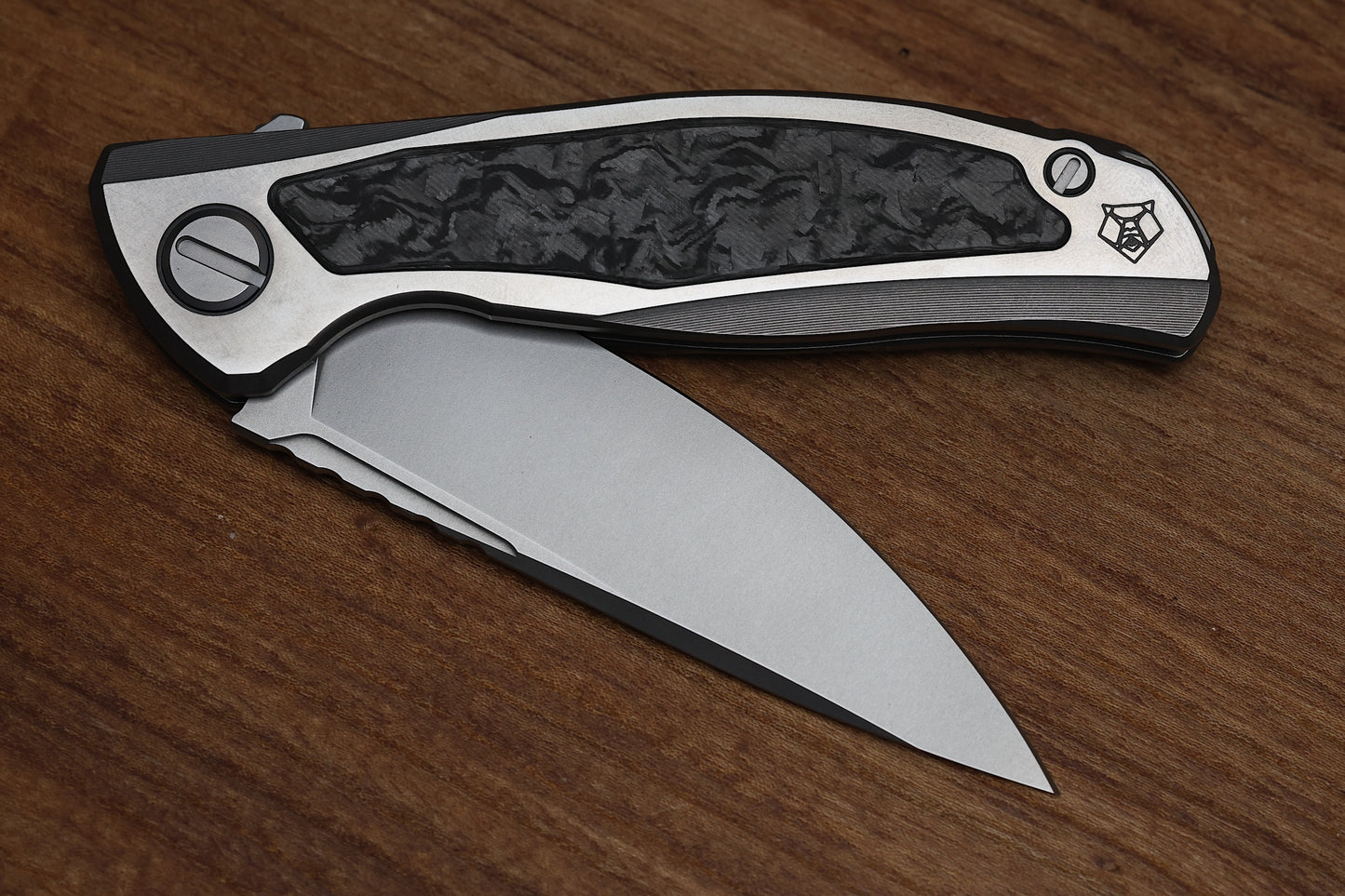 SHIROGOROV F95NL GEN. 5 - M390 BLADE - TITANIUM HANDLE - BLACK TECHNOCARBO INLAYS - MRBS