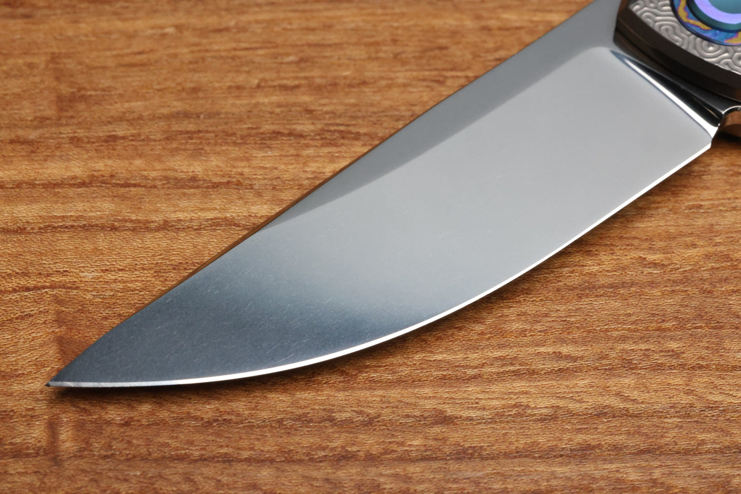 HOLT BLADEWORKS RENEGADE W/ TITANIUM BRAIN CORAL BURNISHED HANDLES & BOHLER M390, NEAR MIRROR #319