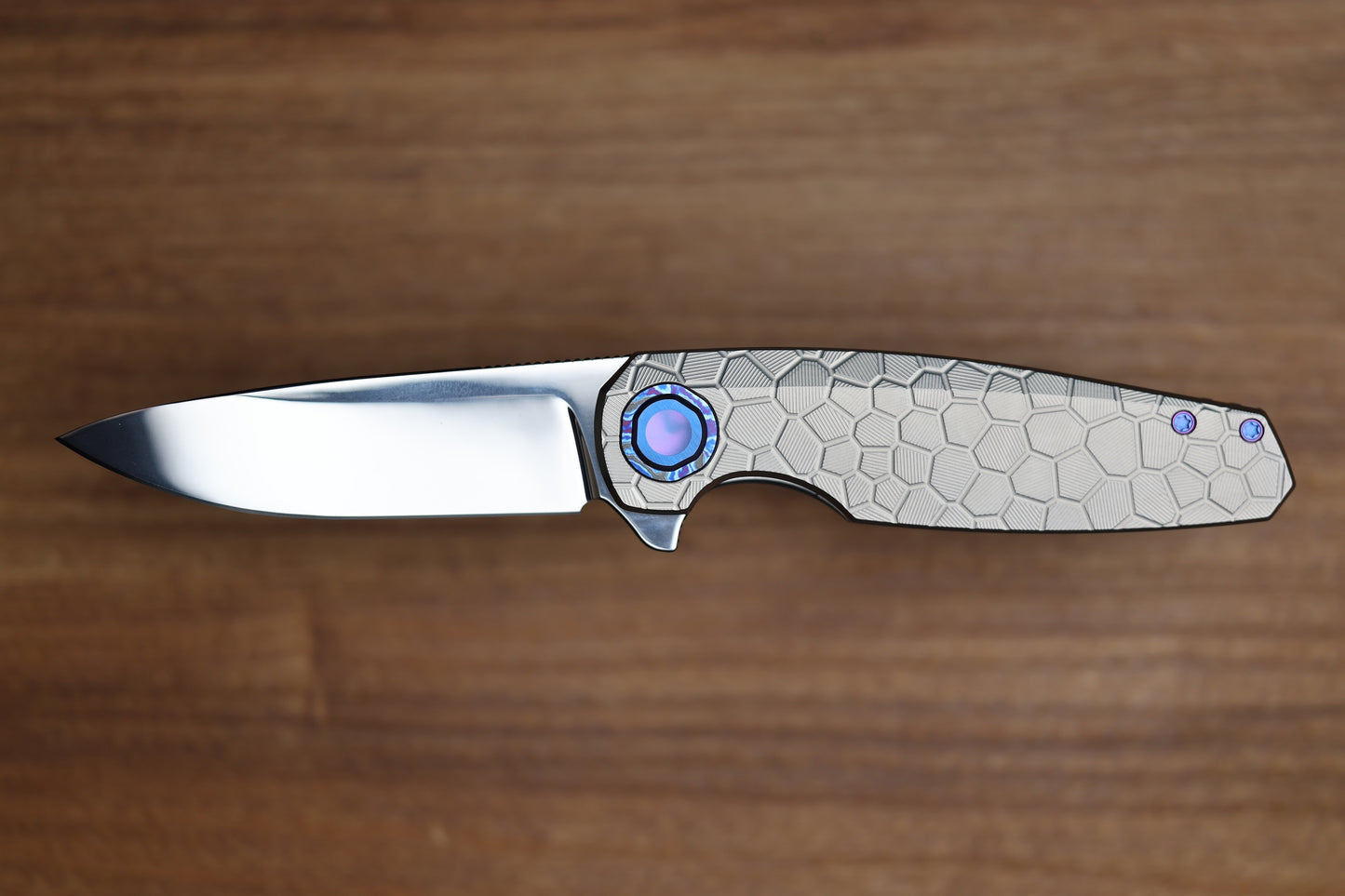 HOLT BLADEWORKS MORPHEUS W/ BURNISHED TURTLE TITANIUM HANDLES & UDDEHOLM VANAX SUPERCLEAN NEAR MIRROR #1936