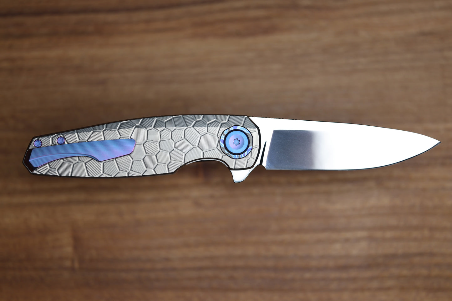 HOLT BLADEWORKS MORPHEUS W/ BURNISHED TURTLE TITANIUM HANDLES & UDDEHOLM VANAX SUPERCLEAN NEAR MIRROR #1936