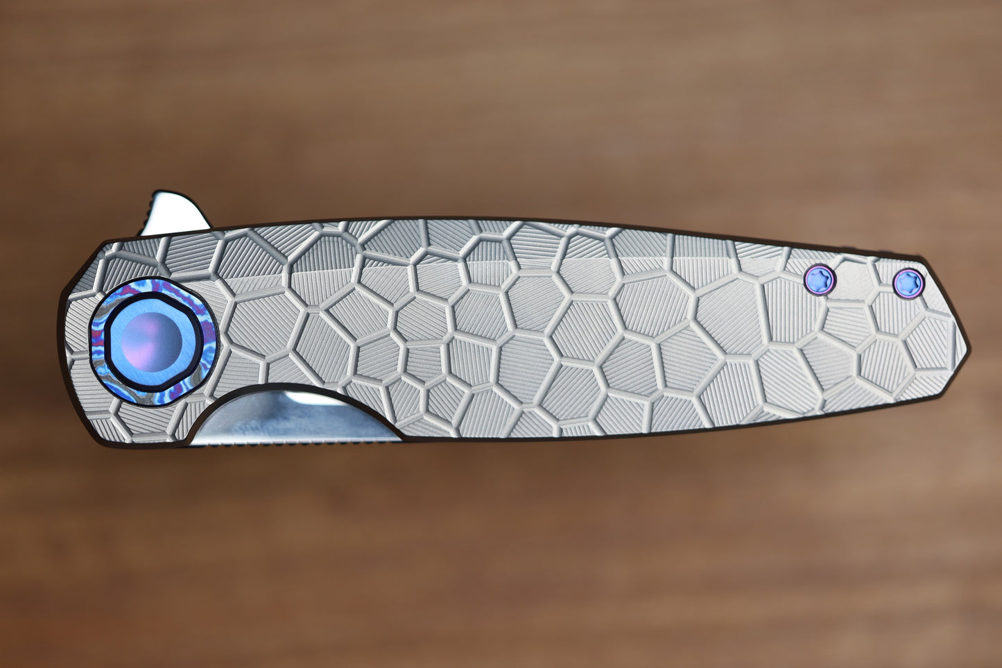 HOLT BLADEWORKS MORPHEUS W/ BURNISHED TURTLE TITANIUM HANDLES & UDDEHOLM VANAX SUPERCLEAN NEAR MIRROR #1936