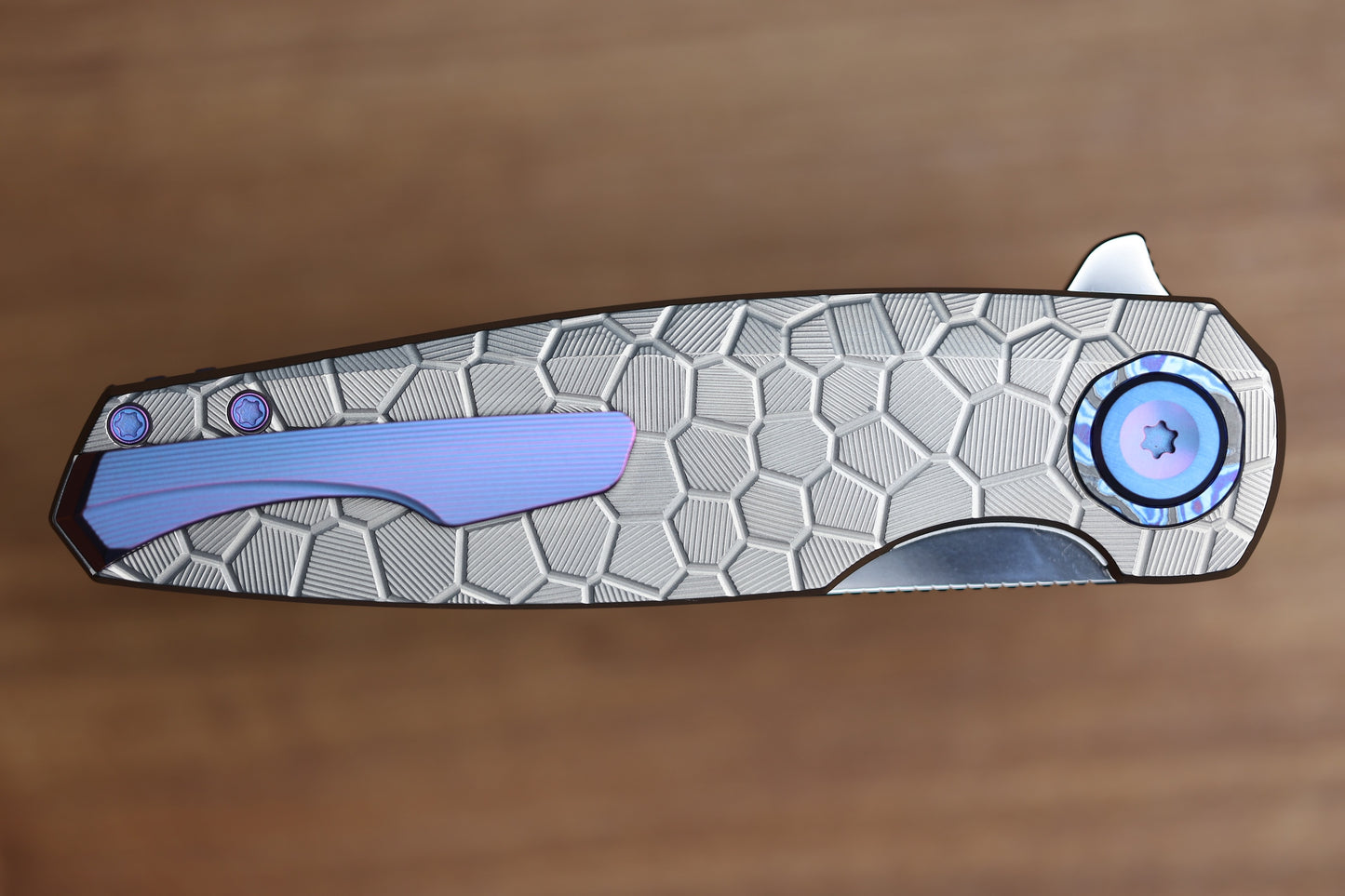 HOLT BLADEWORKS MORPHEUS W/ BURNISHED TURTLE TITANIUM HANDLES & UDDEHOLM VANAX SUPERCLEAN NEAR MIRROR #1936