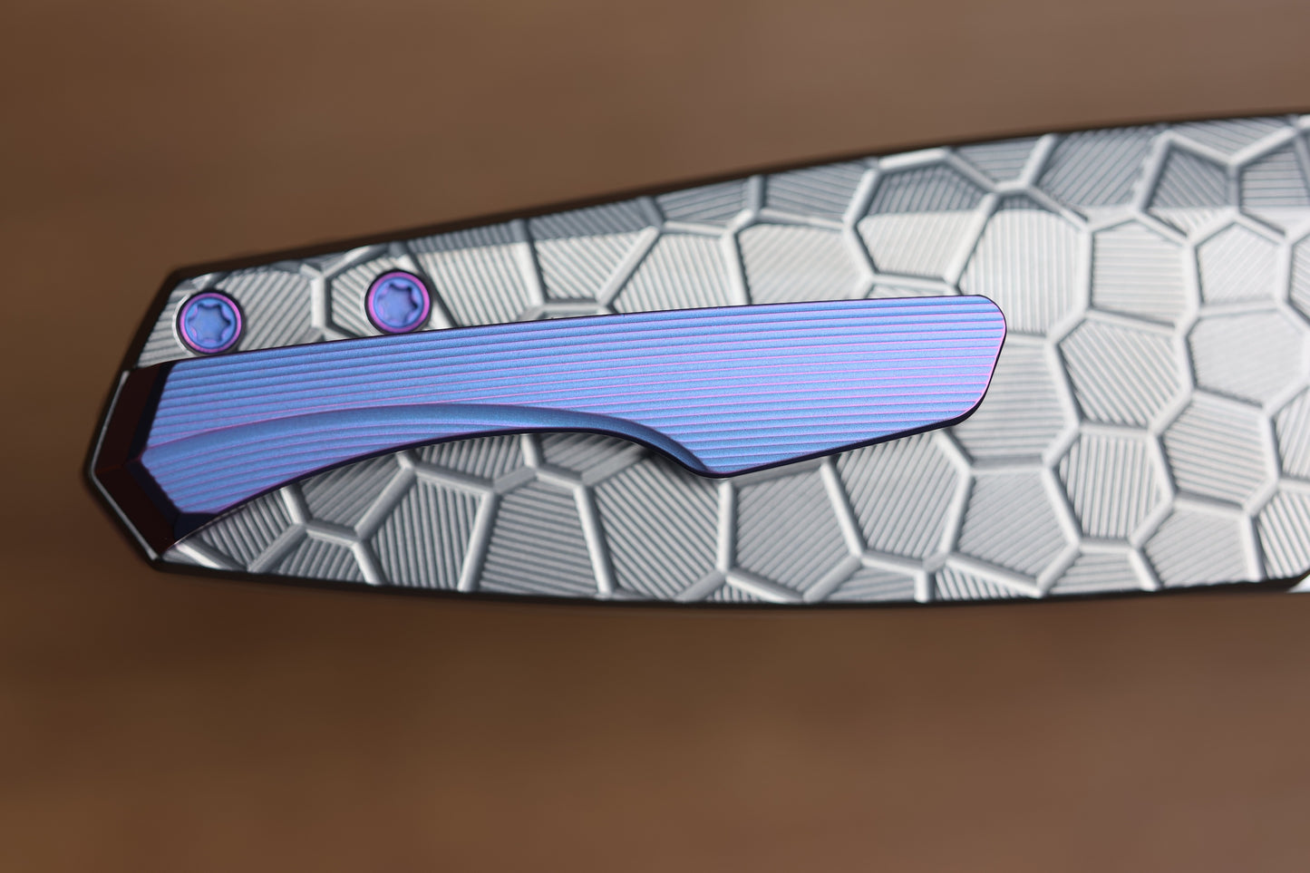 HOLT BLADEWORKS MORPHEUS W/ BURNISHED TURTLE TITANIUM HANDLES & UDDEHOLM VANAX SUPERCLEAN NEAR MIRROR #1936