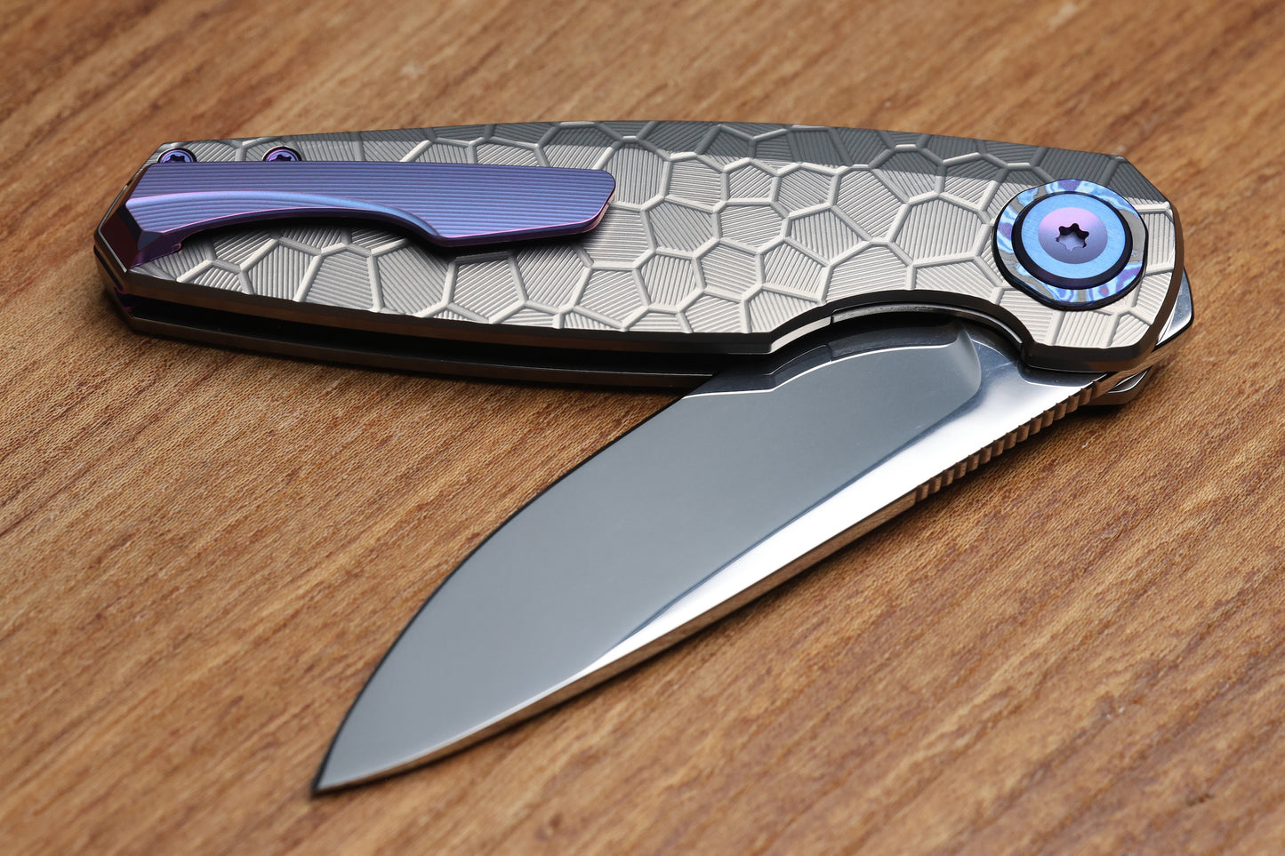 HOLT BLADEWORKS MORPHEUS W/ BURNISHED TURTLE TITANIUM HANDLES & UDDEHOLM VANAX SUPERCLEAN NEAR MIRROR #1936