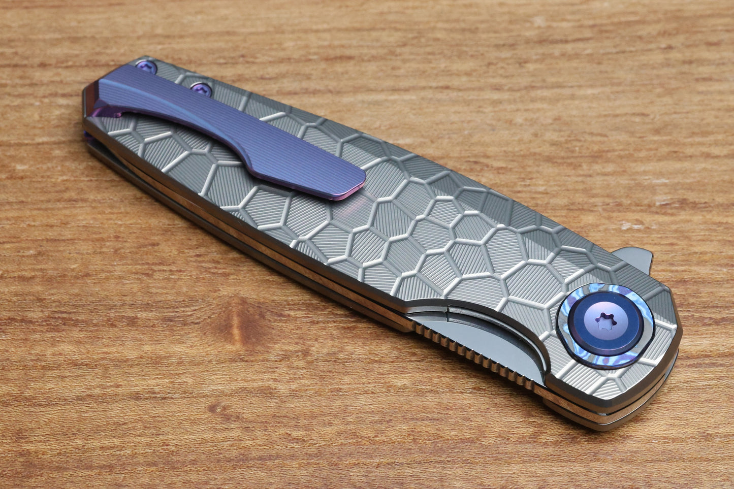 HOLT BLADEWORKS MORPHEUS W/ BURNISHED TURTLE TITANIUM HANDLES & UDDEHOLM VANAX SUPERCLEAN NEAR MIRROR #1936