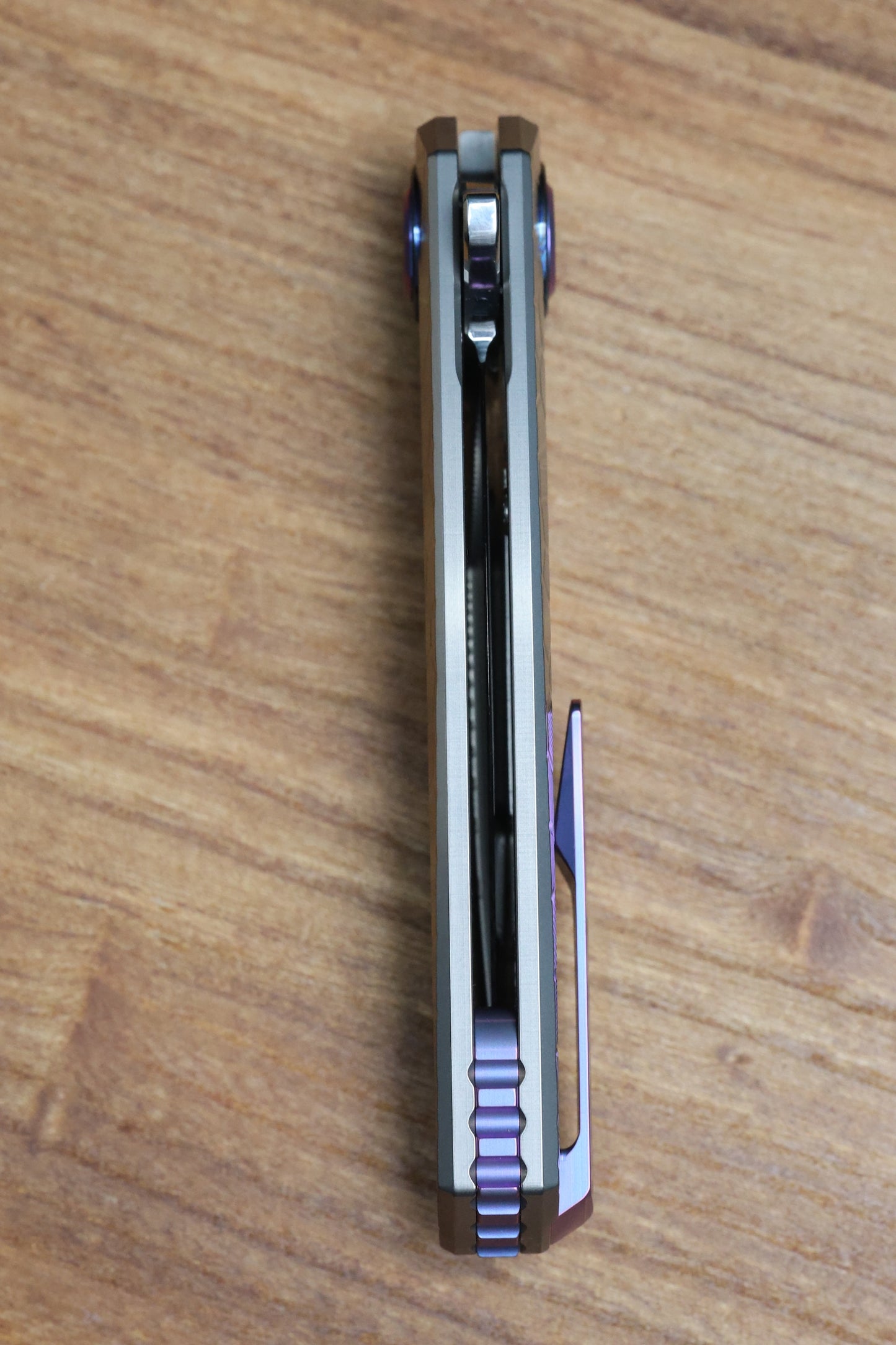 HOLT BLADEWORKS MORPHEUS W/ BURNISHED TURTLE TITANIUM HANDLES & UDDEHOLM VANAX SUPERCLEAN NEAR MIRROR #1936