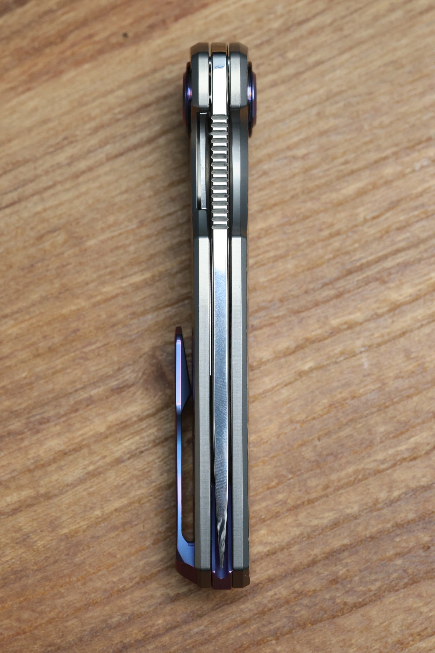 HOLT BLADEWORKS MORPHEUS W/ BURNISHED TURTLE TITANIUM HANDLES & UDDEHOLM VANAX SUPERCLEAN NEAR MIRROR #1936